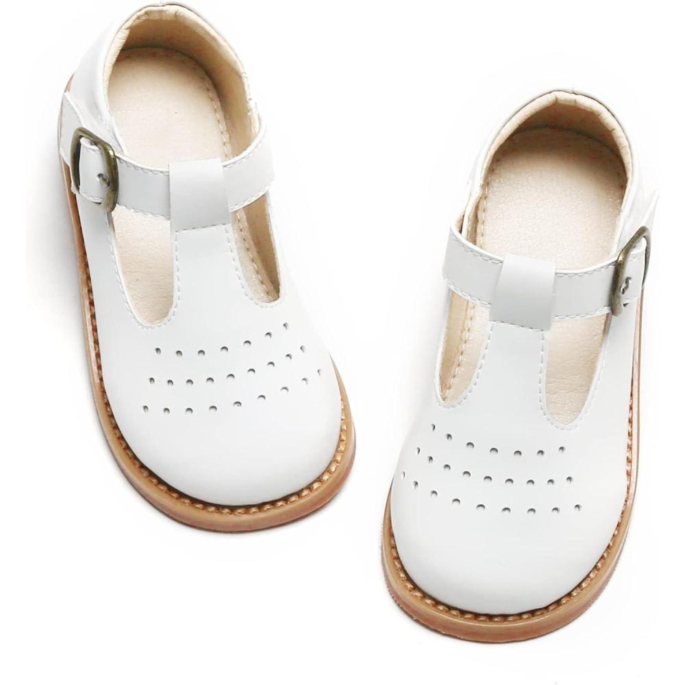 image:imageKiderence Girls Flat Dress Shoes School Oxfords Mary Jane ToddlerLittle KidsF672 White