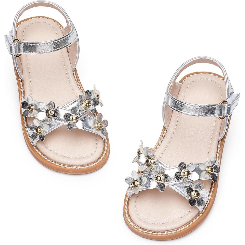 image:imageKiderence Toddler Girls Sandals Little Girls Kids Summer Shoes Toddler SandalsCk370 Silver