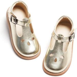 Kiderence Girls Flat Dress Shoes School Oxfords Mary Jane (Toddler/Little Kids)(C X01 Gold)
