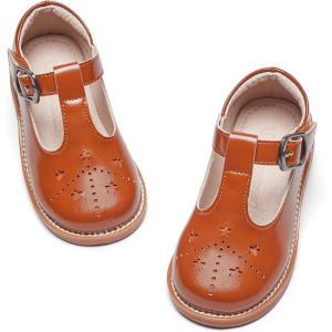 Kiderence Girls Flat Dress Shoes School Oxfords Mary Jane (Toddler/Little Kids)(C X02 Brown)