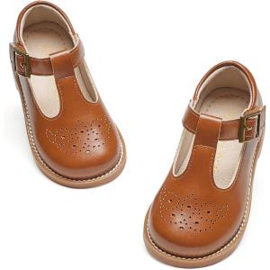 Kiderence Girls Flat Dress Shoes School Oxfords Mary Jane (Toddler/Little Kids)(F646 Brown)