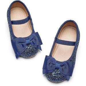 Kiderence Little Toddler Girls Dress Shoes Ballerina Ballet Flats Kids Mary Janes(Ck322 Navy Blue)