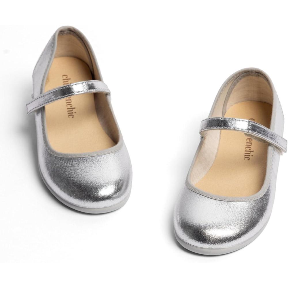 image:imageChildrenchic Mary Jane Shoes for Girls  Classic amp Comfortable Dress Shoes for Kids amp Toddlers  Perfect Flats for School Play and Special Occasions ShimmerSilver Shimmer