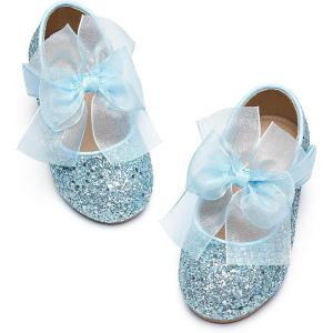 Kiderence Little Toddler Girls Dress Shoes Ballerina Ballet Flats Kids Mary Janes(Ck351 Blue)