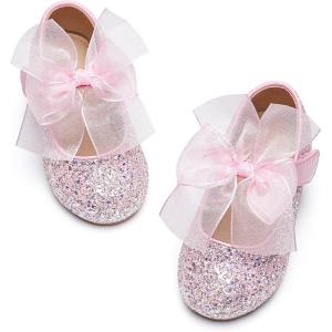 Kiderence Little Toddler Girls Dress Shoes Ballerina Ballet Flats Kids Mary Janes(Ck351 Pink)
