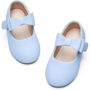 Kiderence Little Toddler Girls Dress Shoes Ballerina Ballet Flats Kids Mary Janes(Cl02 Light Blue)