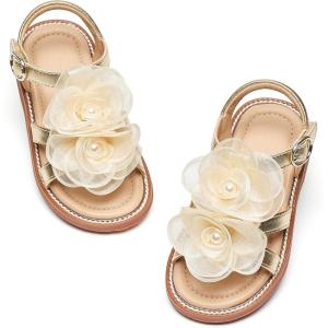 Kiderence Toddler Girls Sandals Little Girls Kids Shoes Girls Sandals Toddler(Ck553 Gold)