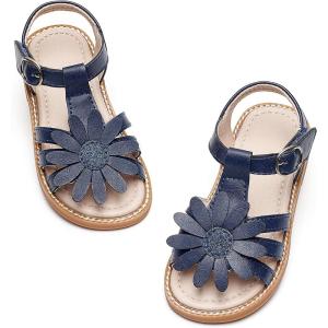Kiderence Toddler Girls Sandals Little Girls Kids Summer Shoes Toddler Sandals(Fk681 Navy Blue)