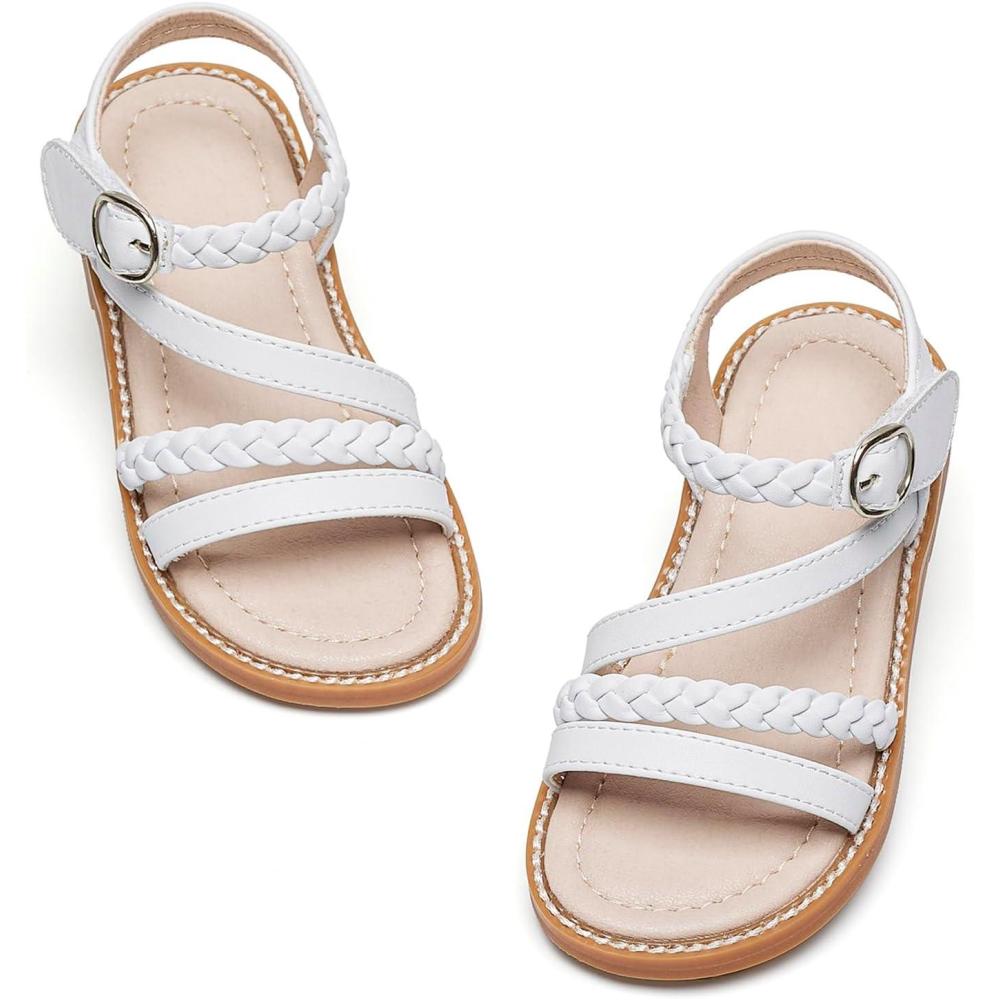 image:imageKiderence Toddler Girls Sandals Little Girls Kids Summer Shoes Toddler SandalsCk556 White