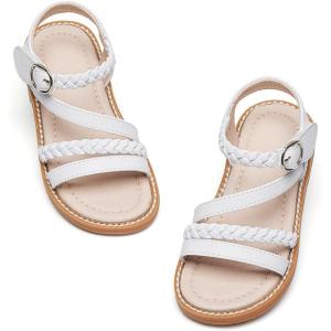 Kiderence Toddler Girls Sandals Little Girls Kids Summer Shoes Toddler Sandals(Ck556 White)
