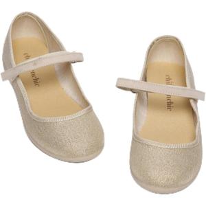 Childrenchic Mary Jane Shoes for Girls – Classic & Comfortable Dress Shoes for Toddlers & Kids – Perfect Flats for School, Play, and Special Occasions (Canvas)(Gold Shimmer)