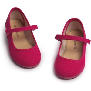 Childrenchic Mary Jane Shoes for Girls – Classic & Comfortable Dress Shoes for Toddlers & Kids – Perfect Flats for School, Play, and Special Occasions (Canvas)(Fuchsia)