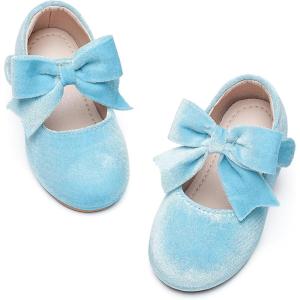 Kiderence Toddler Girls Dress Shoes Little Kids Mary Janes Ballet Flats Toddler(Ck215 Blue)