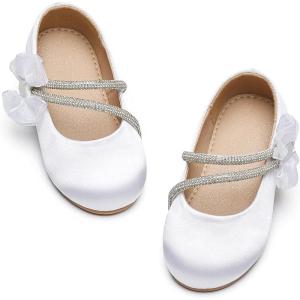 Kiderence Toddler Girls Dress Shoes Little Kids Mary Janes Ballet Flats Toddler(Ck608 White)