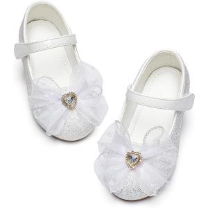 Kiderence Toddler Girls Dress Shoes Little Kids Mary Janes Ballet Flats Toddler(Ck611 White)