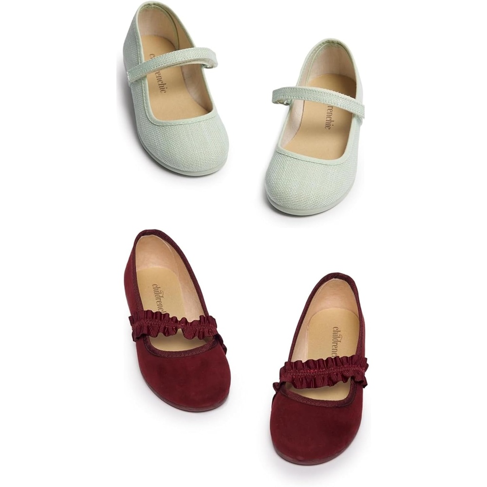 image:imageChildrenchic Mary Jane Shoes for Girls Classic amp Comfortable Dress Shoes for Toddlers amp Kids Perfect Flats for School Play and Special Occasions Mint amp Burgundy Size 12 Little Kid