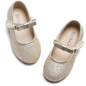 Kiderence Little Kids Toddler Girls Flat Mary Jane Shoes School Party Dress Ballerina Princess Shoe(F608-gold)